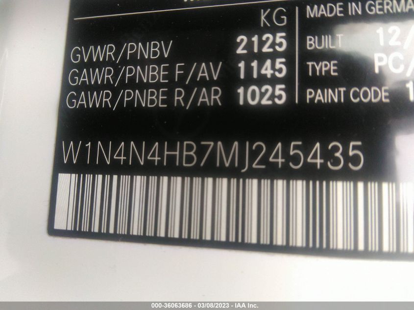 2021 MERCEDES-BENZ GLA GLA 250 - W1N4N4HB7MJ245435