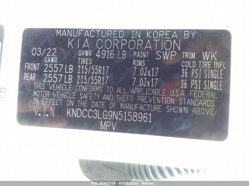 2022 KIA NIRO EV S - KNDCC3LG9N5158961