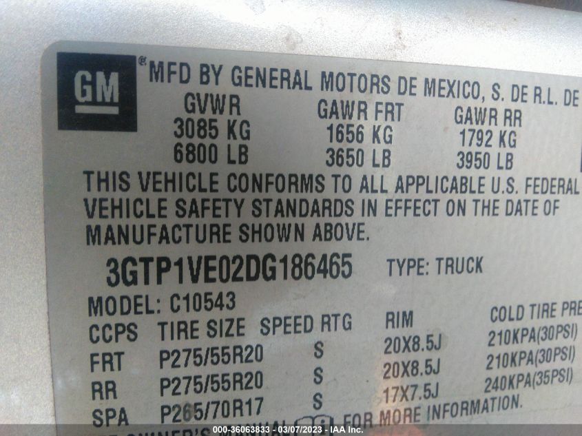 2013 GMC SIERRA 1500 SLE - 3GTP1VE02DG186465