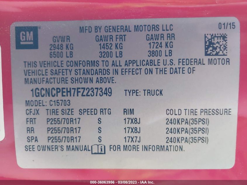 2015 CHEVROLET SILVERADO 1500 LS - 1GCNCPEH7FZ237349
