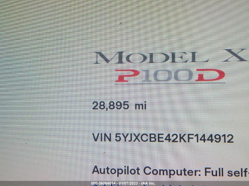 5YJXCBE42KF144912 Tesla Model X  7