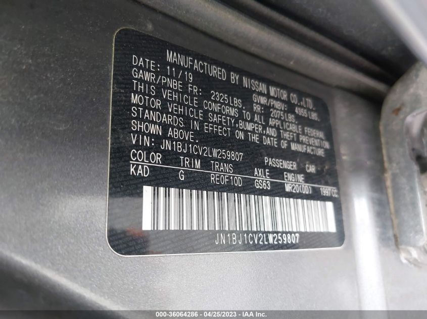 2020 NISSAN ROGUE SPORT S - JN1BJ1CV2LW259807