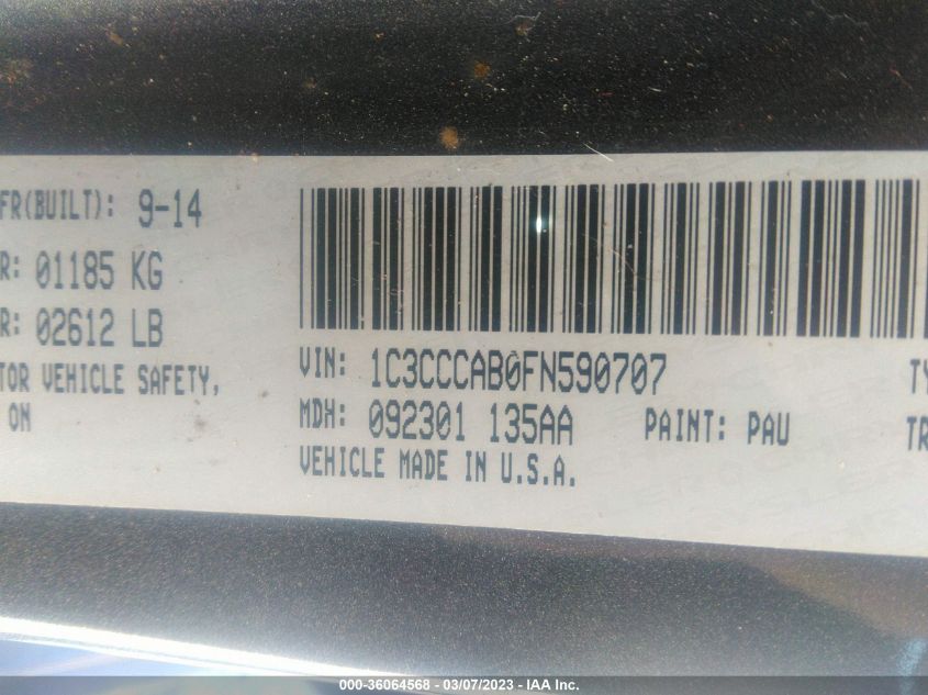2015 CHRYSLER 200 LIMITED - 1C3CCCAB0FN590707