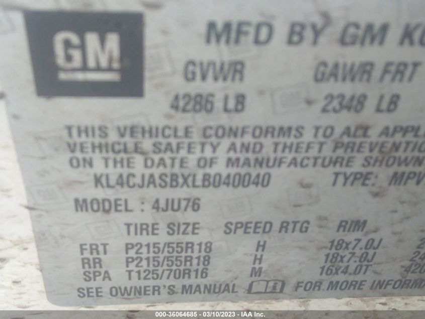 2020 BUICK ENCORE PREFERRED - KL4CJASBXLB040040