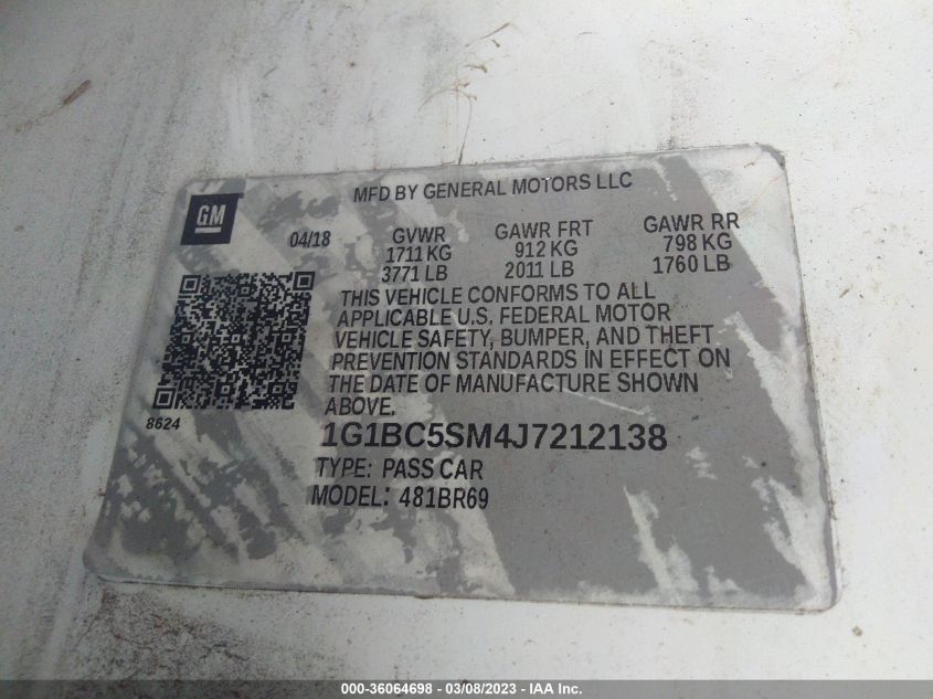 2018 CHEVROLET CRUZE LS - 1G1BC5SM4J7212138