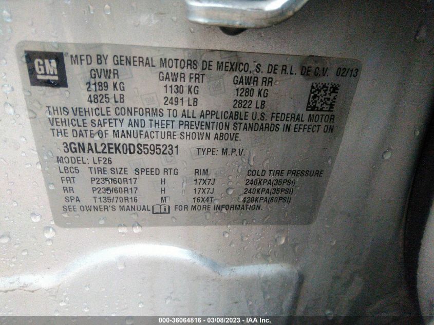 2013 CHEVROLET CAPTIVA SPORT FLEET LS - 3GNAL2EK0DS595231