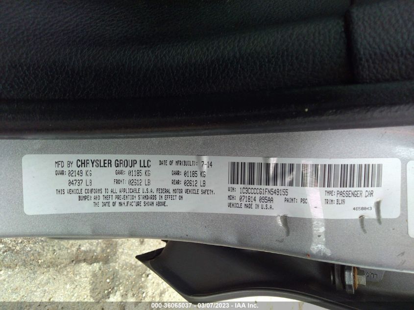 2015 CHRYSLER 200 C - 1C3CCCCG1FN549155