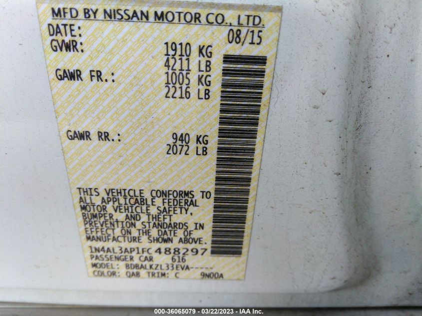 2015 NISSAN ALTIMA 2.5 SV - 1N4AL3AP1FC488297