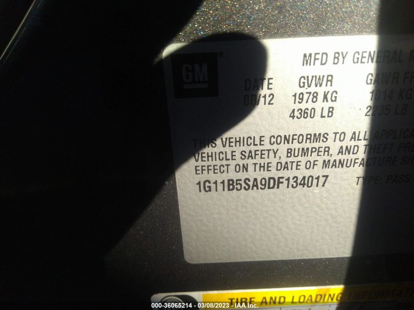 2013 CHEVROLET MALIBU LS - 1G11B5SA9DF134017