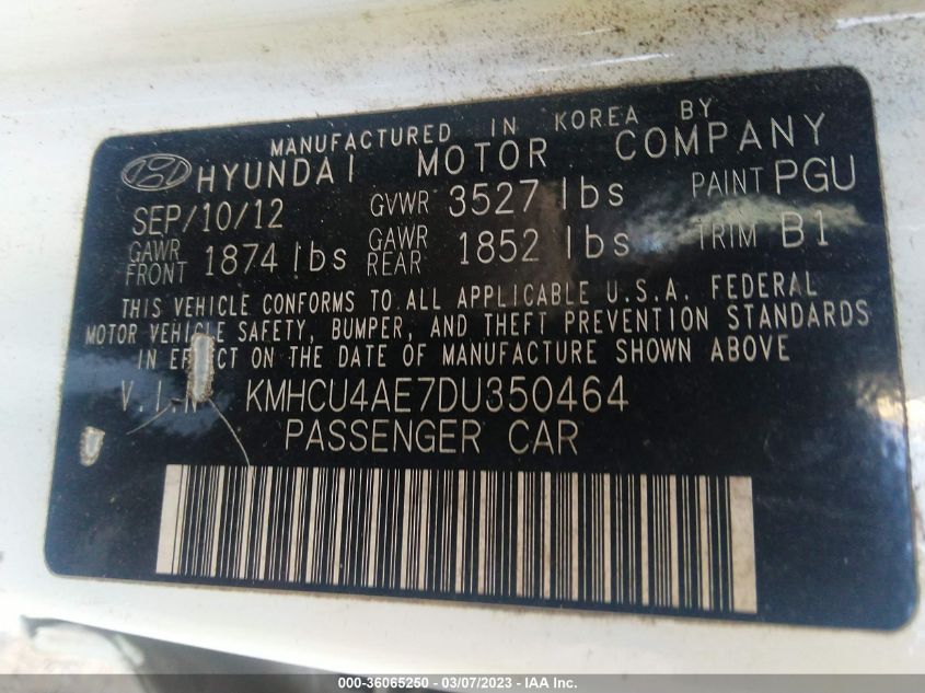 2013 HYUNDAI ACCENT GLS - KMHCU4AE7DU350464
