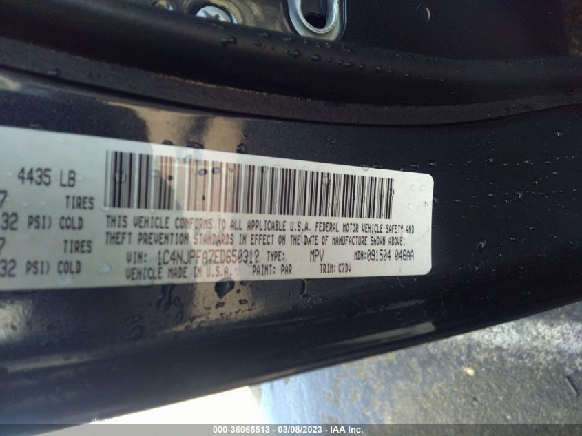 2014 JEEP PATRIOT LATITUDE 1C4NJPFA7ED650312