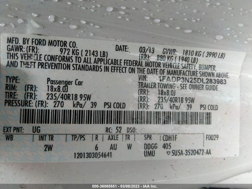 2013 FORD FOCUS TITANIUM - 1FADP3N25DL283983