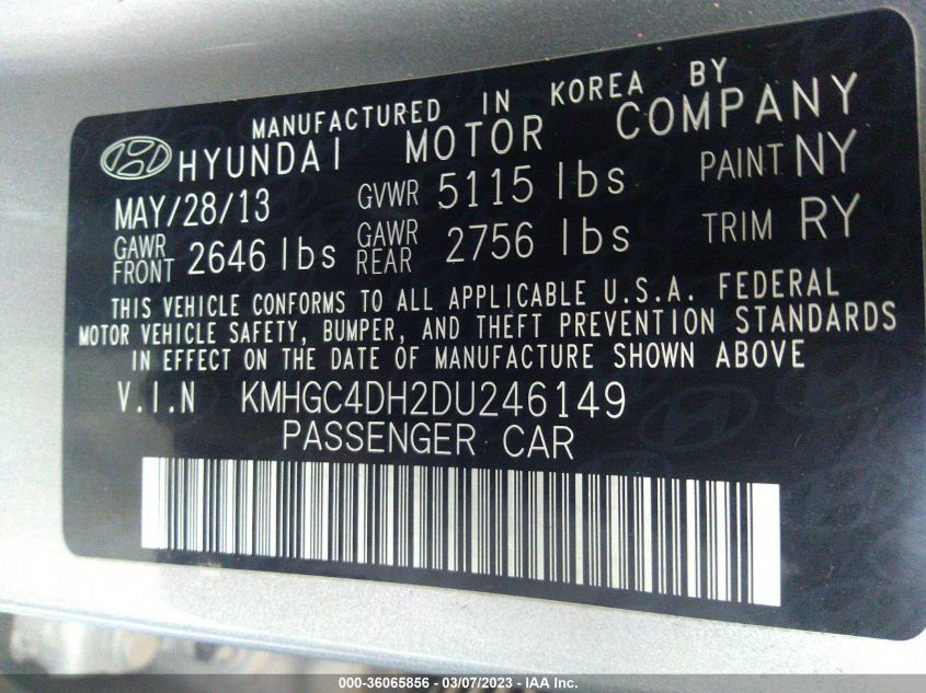 2013 HYUNDAI GENESIS 5.0L R-SPEC - KMHGC4DH2DU246149