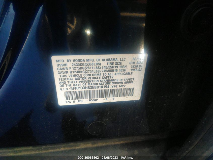 2014 ACURA MDX ADVANCE/ENTERTAINMENT PKG - 5FRYD3H83EB018194
