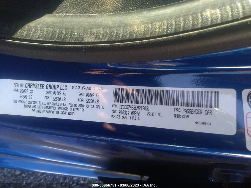 2014 DODGE AVENGER SE - 1C3CDZAB3EN217031