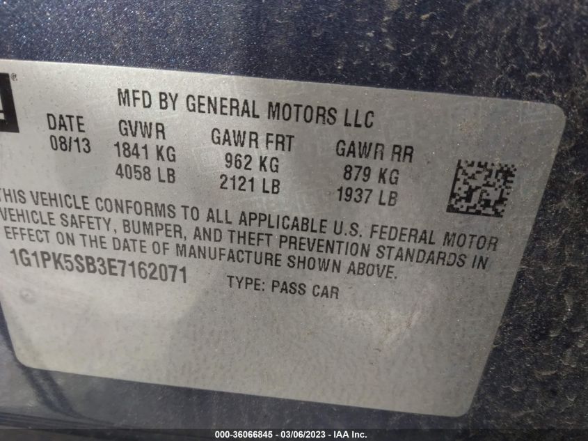 2014 CHEVROLET CRUZE LT - 1G1PK5SB3E7162071