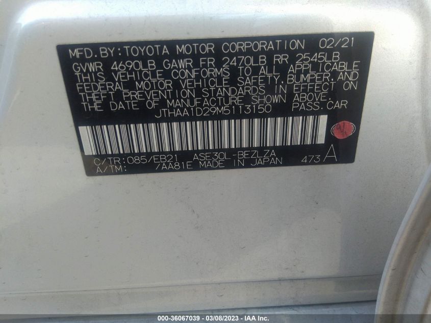 Image 9 of 2021 LEXUS IS  salvage vehicle - Lot #36067039 at IAAI