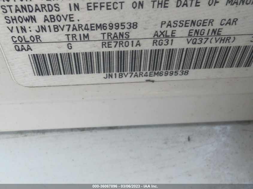 2014 INFINITI Q50 PREMIUM - JN1BV7AR4EM699538