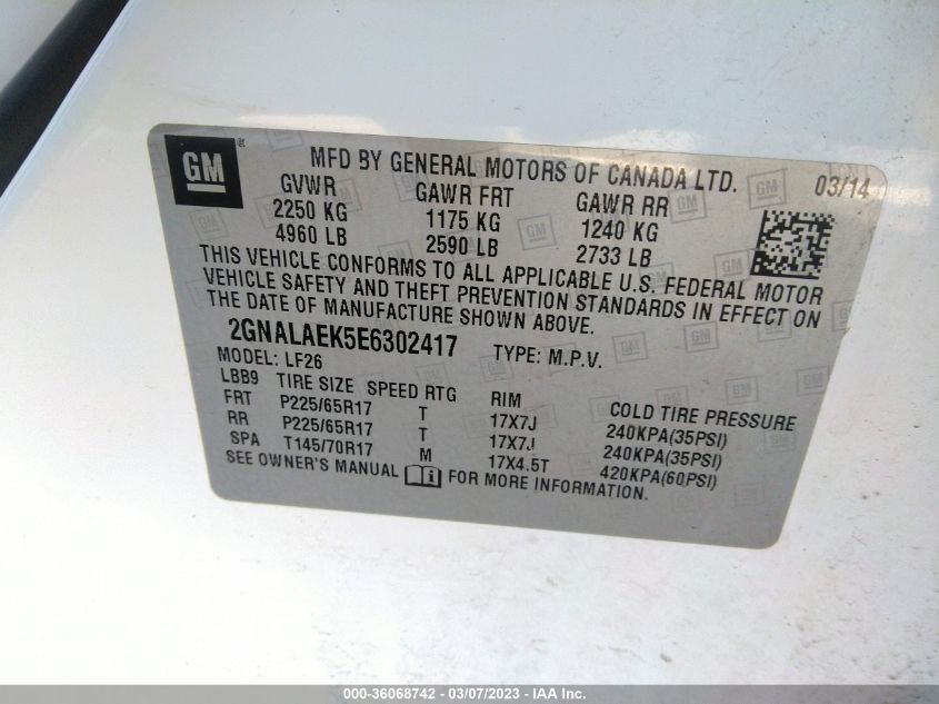 2014 CHEVROLET EQUINOX LS - 2GNALAEK5E6302417