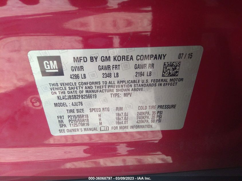 2015 BUICK ENCORE CONVENIENCE - KL4CJBSB2FB256619