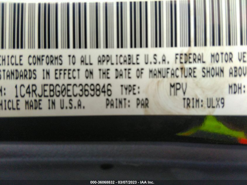2014 JEEP GRAND CHEROKEE LIMITED - 1C4RJEBG0EC369846