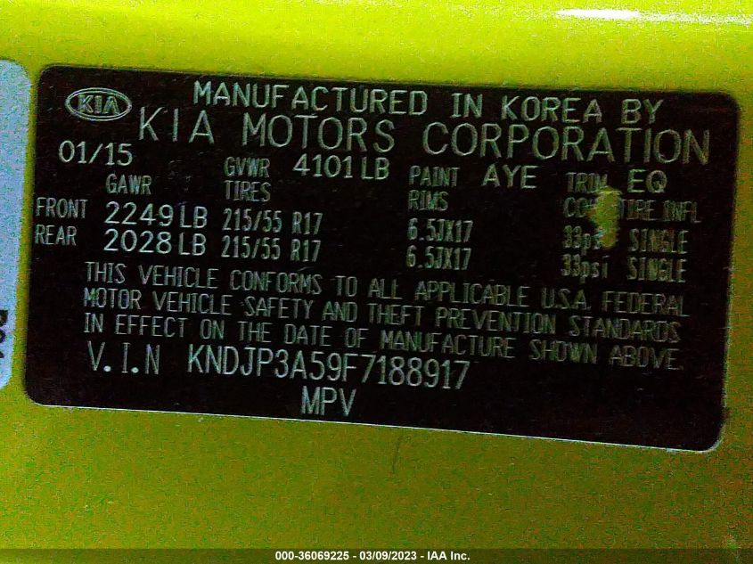 2015 KIA SOUL + - KNDJP3A59F7188917