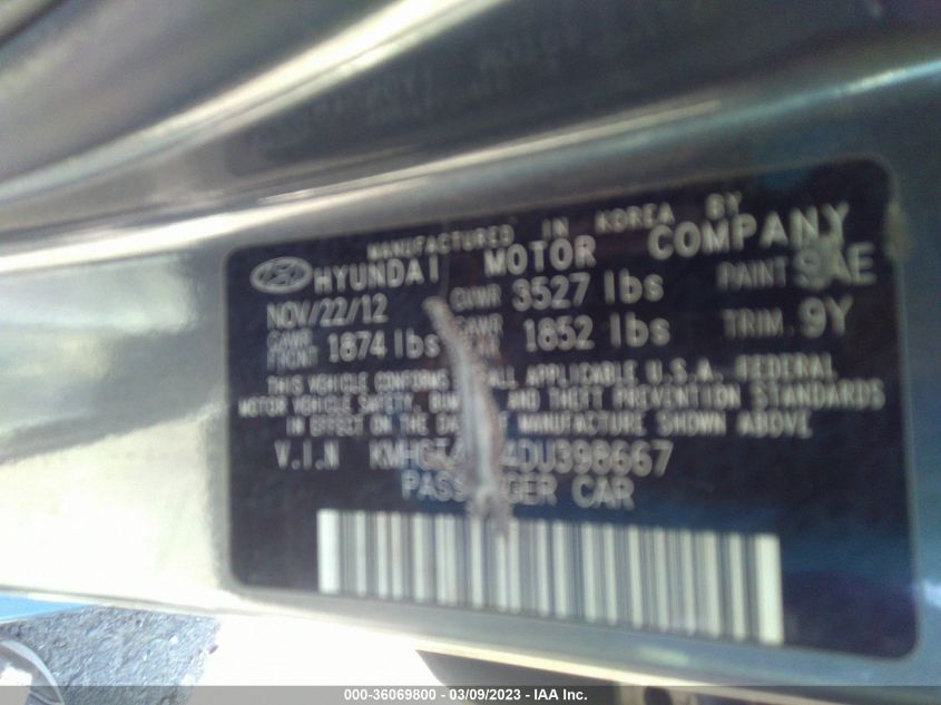 2013 HYUNDAI ACCENT GLS - KMHCT4AE4DU398667