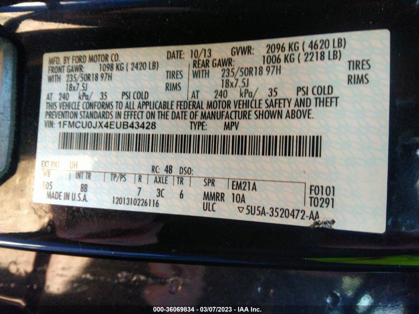 2014 FORD ESCAPE TITANIUM - 1FMCU0JX4EUB43428