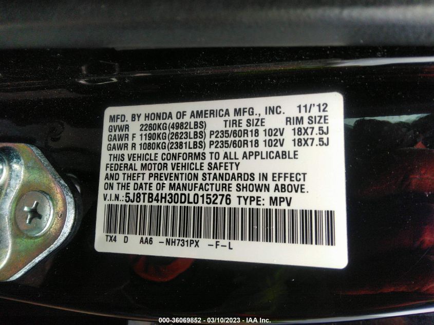 2013 ACURA RDX - 5J8TB4H30DL015276