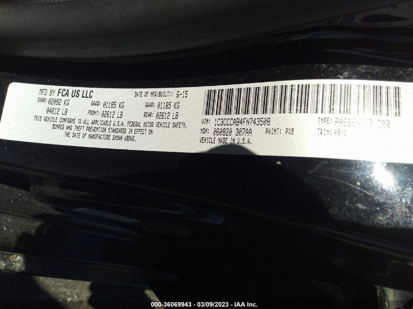 2015 CHRYSLER 200 LIMITED - 1C3CCCAB4FN743508