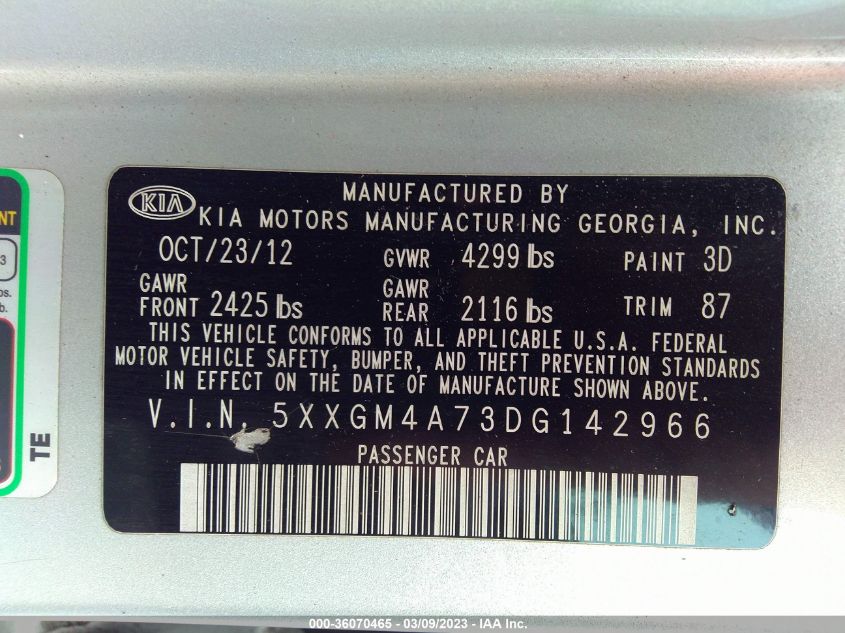 2013 KIA OPTIMA LX - 5XXGM4A73DG142966