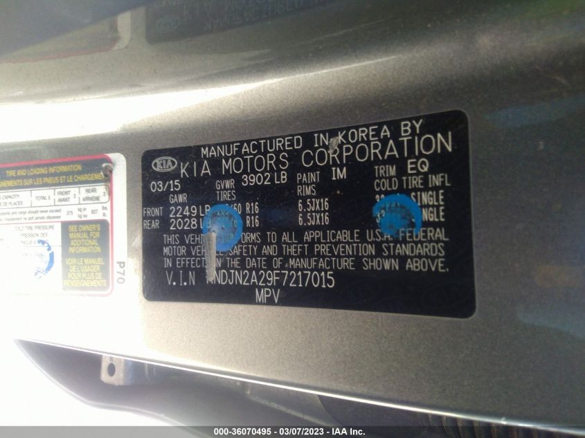 2015 KIA SOUL BASE - KNDJN2A29F7217015