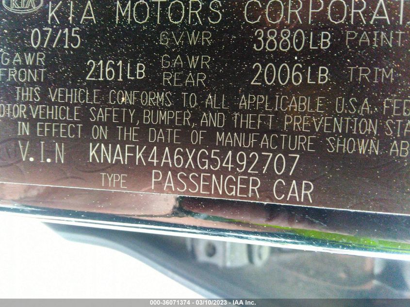 2016 KIA FORTE LX - KNAFK4A6XG5492707