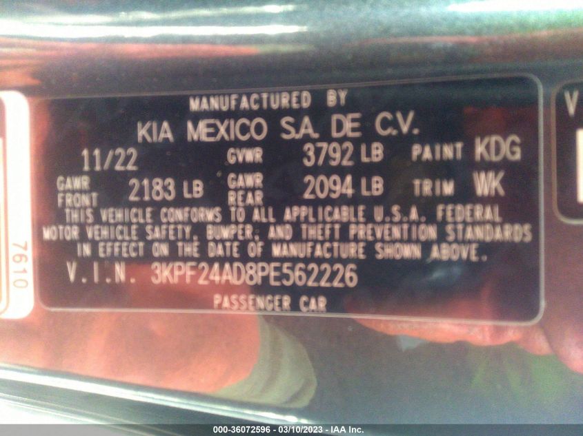 2023 KIA FORTE LXS - 3KPF24AD8PE562226