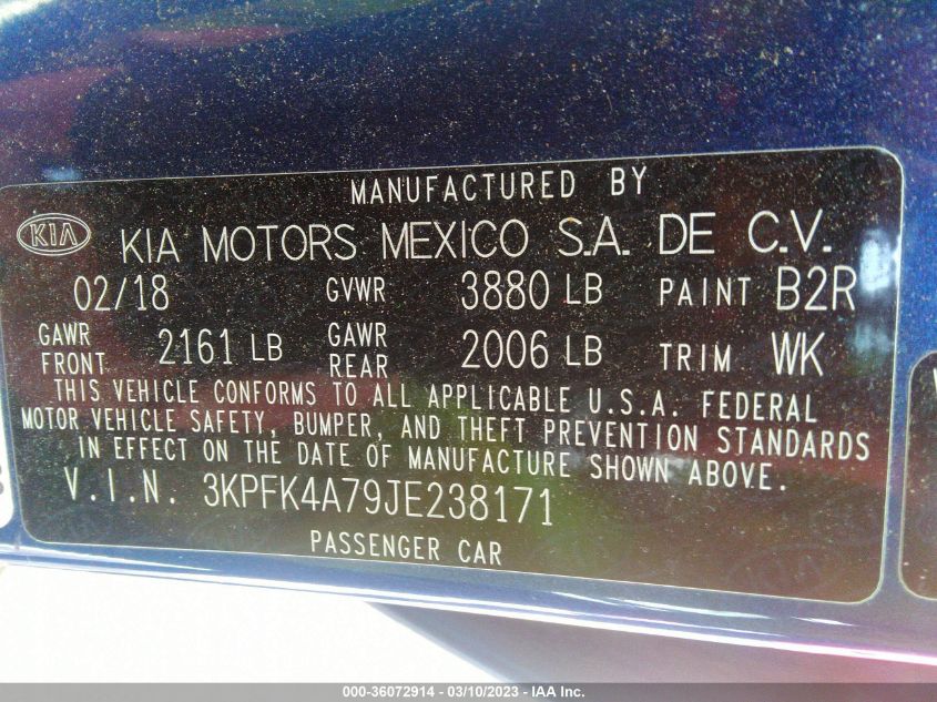 2018 KIA FORTE LX - 3KPFK4A79JE238171