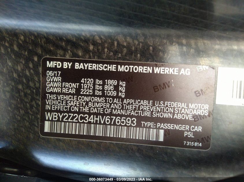 2017 BMW I8 - WBY2Z2C34HV676593