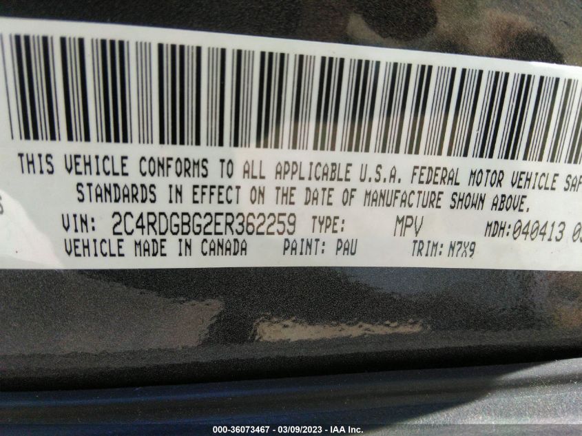 2014 DODGE GRAND CARAVAN SE 30TH ANNIVERSARY - 2C4RDGBG2ER362259