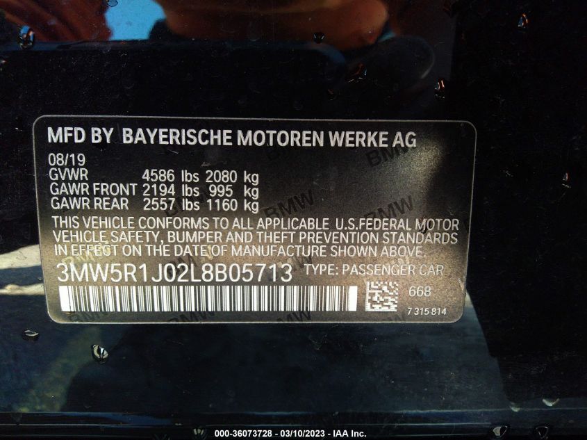 2020 BMW 3 SERIES 330I - 3MW5R1J02L8B05713