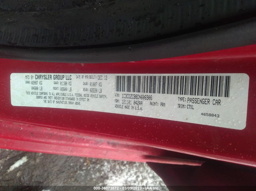 2013 DODGE AVENGER SXT - 1C3CDZCB8DN606906