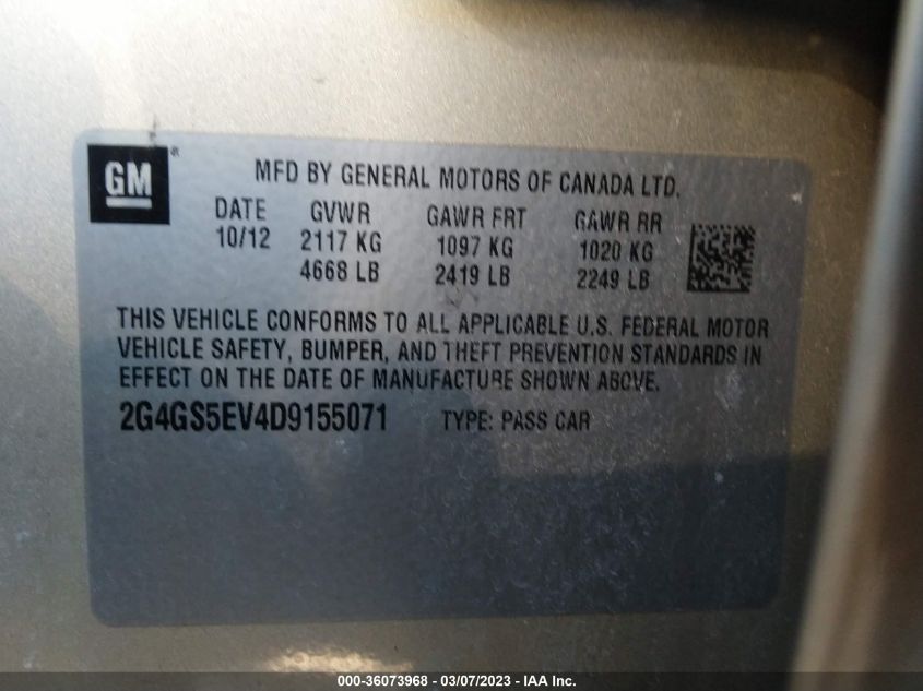 2013 BUICK REGAL TURBO PREMIUM 1 - 2G4GS5EV4D9155071