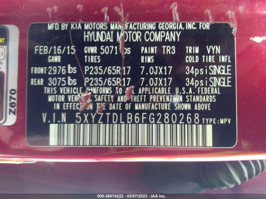 2015 HYUNDAI SANTA FE SPORT - 5XYZTDLB6FG280268