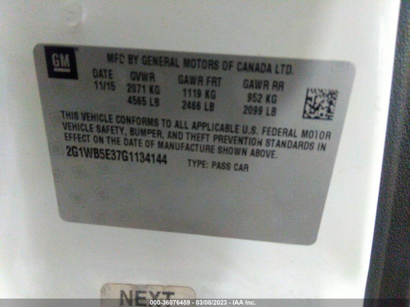 2016 CHEVROLET IMPALA LIMITED LT - 2G1WB5E37G1134144