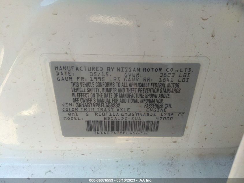2015 NISSAN SENTRA SV - 3N1AB7AP8FL658232