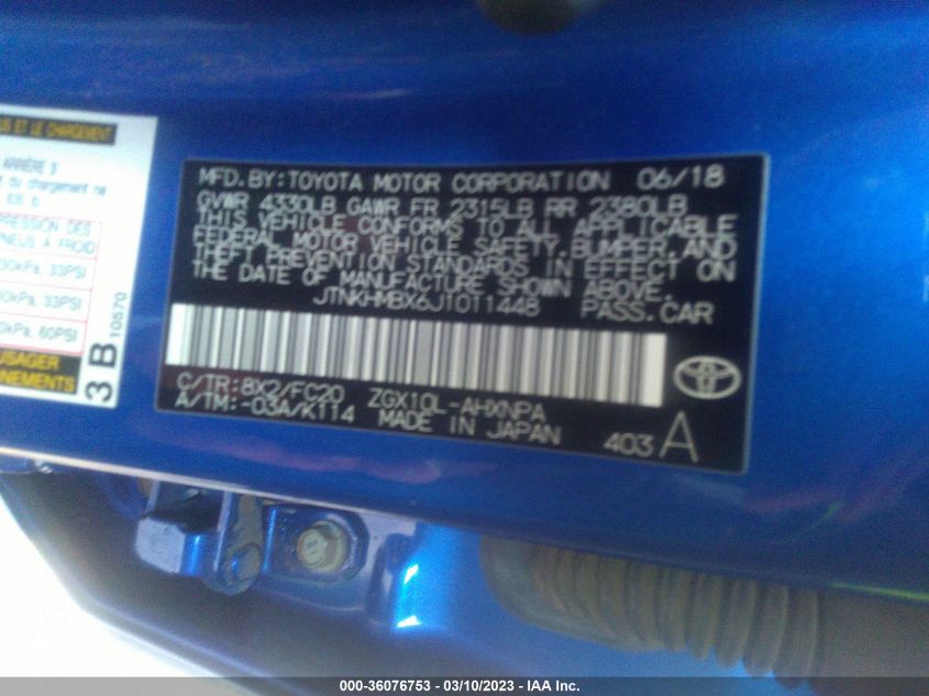 2018 TOYOTA C-HR XLE - JTNKHMBX6J1011448