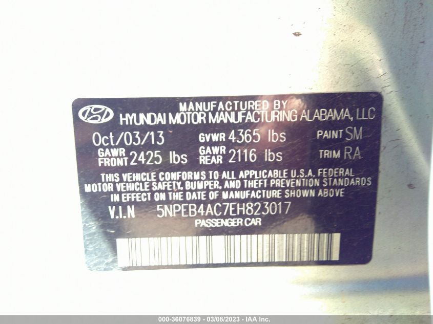 2014 HYUNDAI SONATA GLS - 5NPEB4AC7EH823017