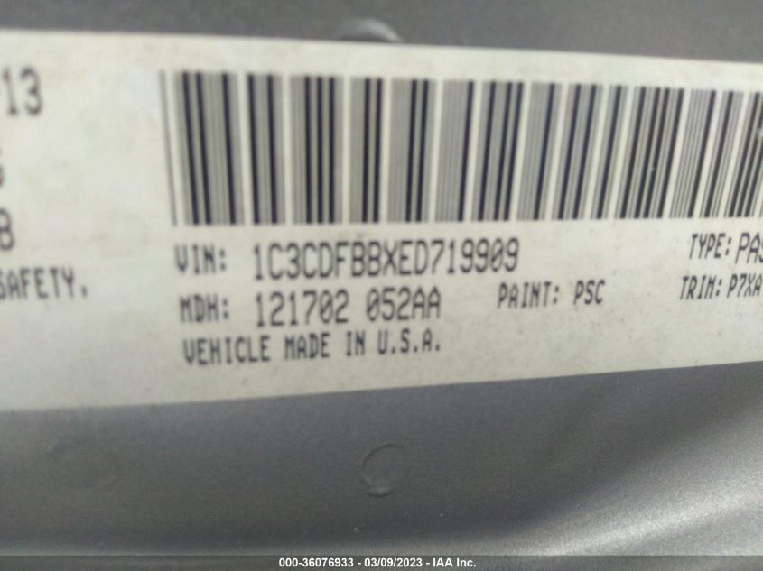2014 DODGE DART SXT - 1C3CDFBBXED719909