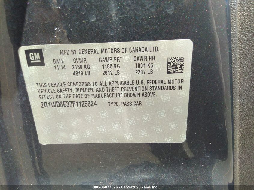 2015 CHEVROLET IMPALA LIMITED POLICE POLICE - 2G1WD5E37F1125324