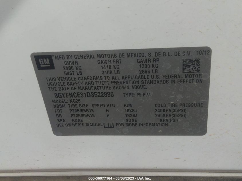 2013 CADILLAC SRX LUXURY COLLECTION - 3GYFNCE31DS522886