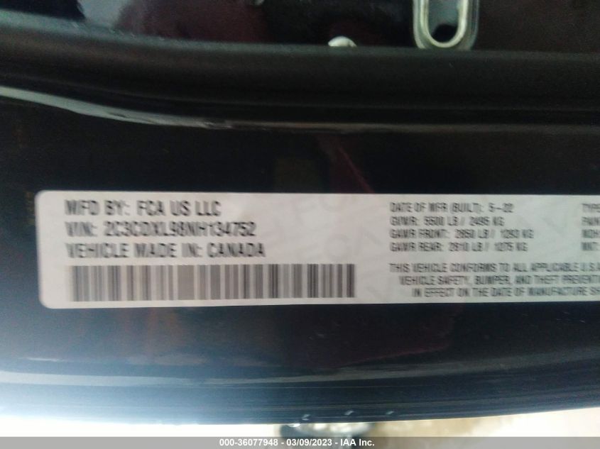 2022 Dodge Charger - 2C3CDXL98NH134752