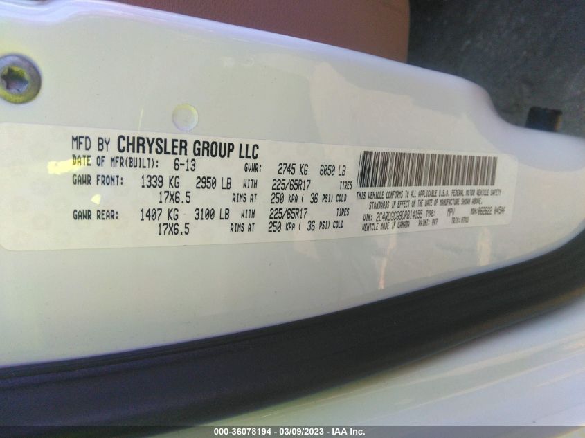2013 DODGE GRAND CARAVAN SXT - 2C4RDGCG9DR814155